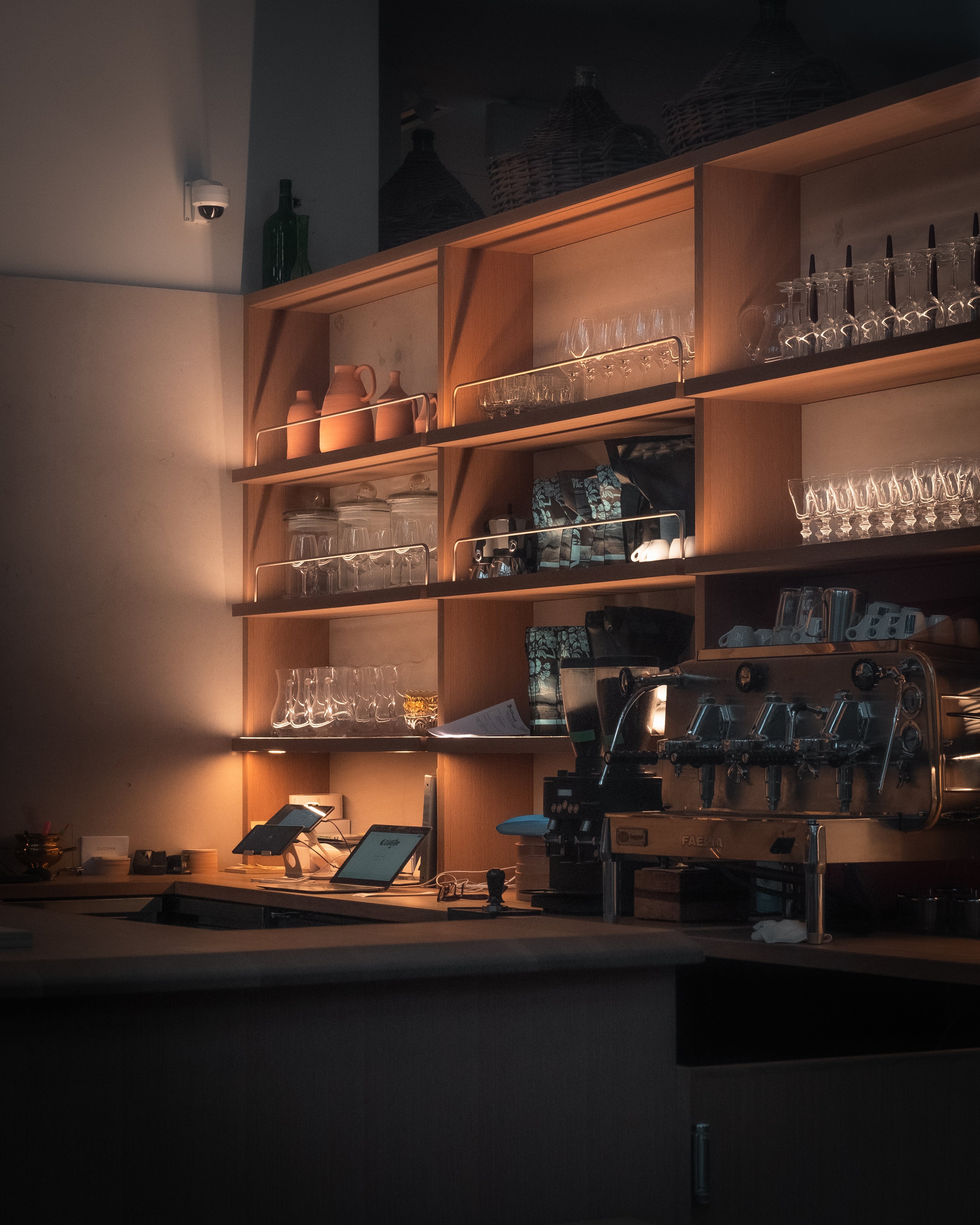 interior of cafe's counter 